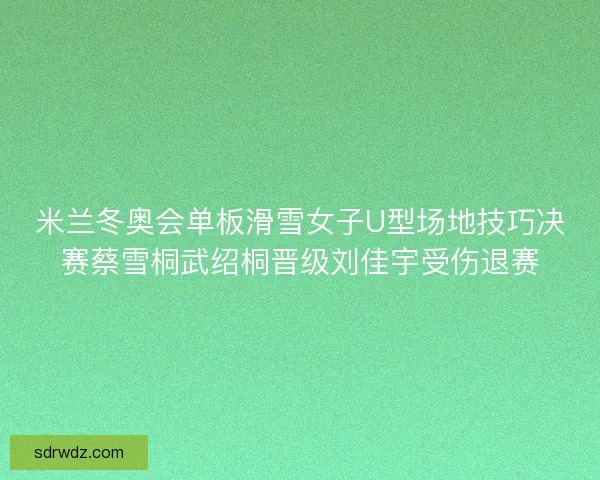 米兰冬奥会单板滑雪女子U型场地技巧决赛蔡雪桐武绍桐晋级刘佳宇受伤退赛